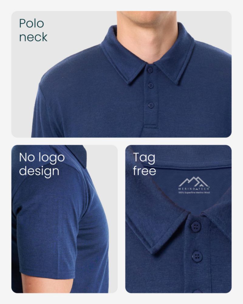 Polo Merino.tech talla grande gris carbón 180 g/m²