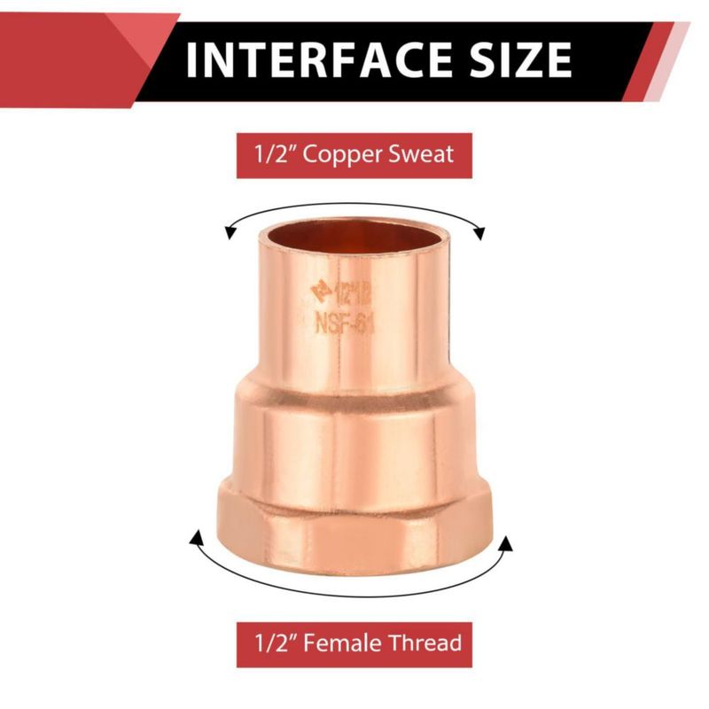 Adaptador de cobre hembra EFIELD 1/2" FNPT - paquete de 10