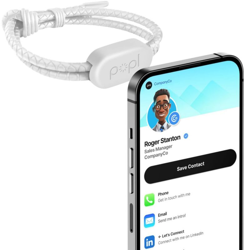 Pulsera NFC Popl Blanca - Captura de Información de Contacto y Leads