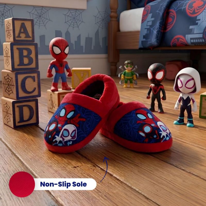 Pantuflas Marvel Spiderman talla 5‑6 para niños rojo y azul marino