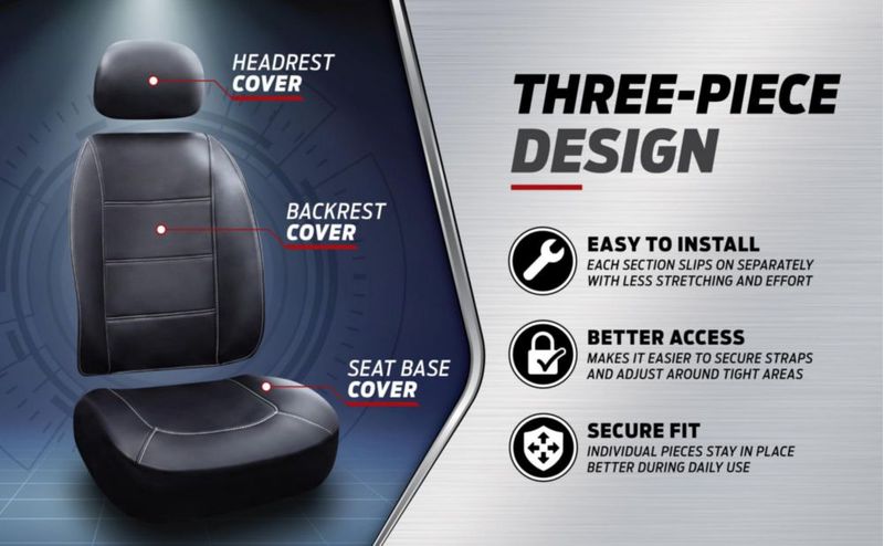 Cubierta de Asiento Plasticolor Jeep Negro de 3 Piezas con Bolsillo de Carga