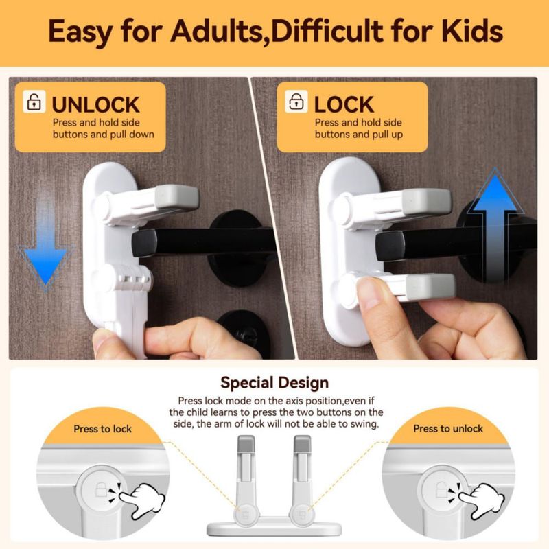 Cerradura para Manija de Puerta WILZEIMY – Pack de 3 en Blanco – Seguridad Infantil