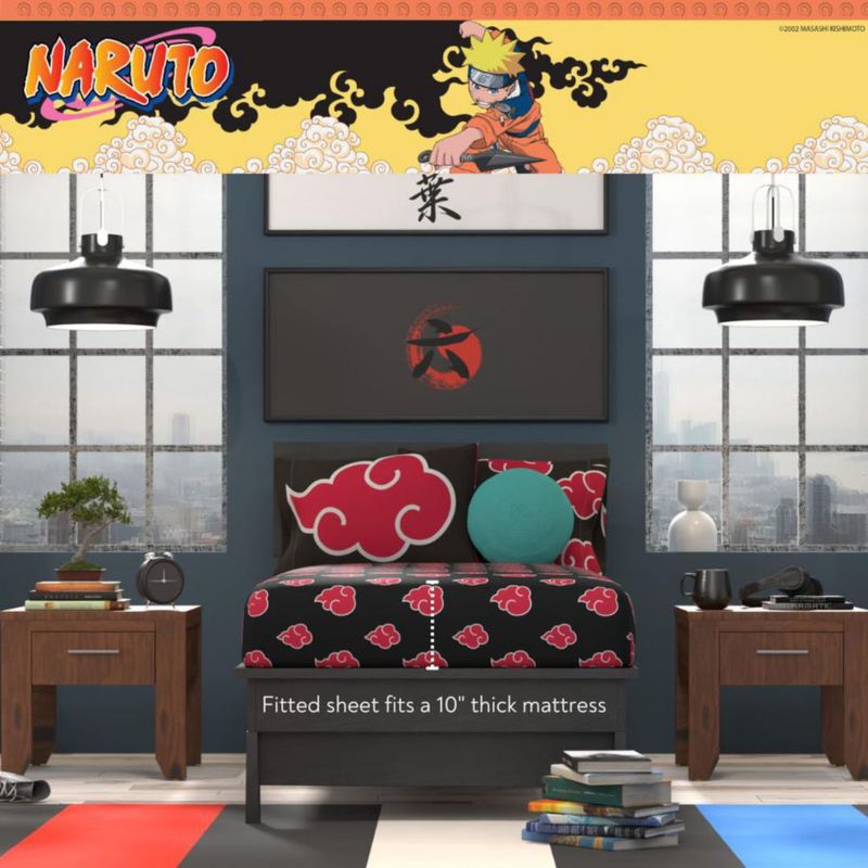Juego de ropa de cama Franco Twin Naruto Akatsuki reversible