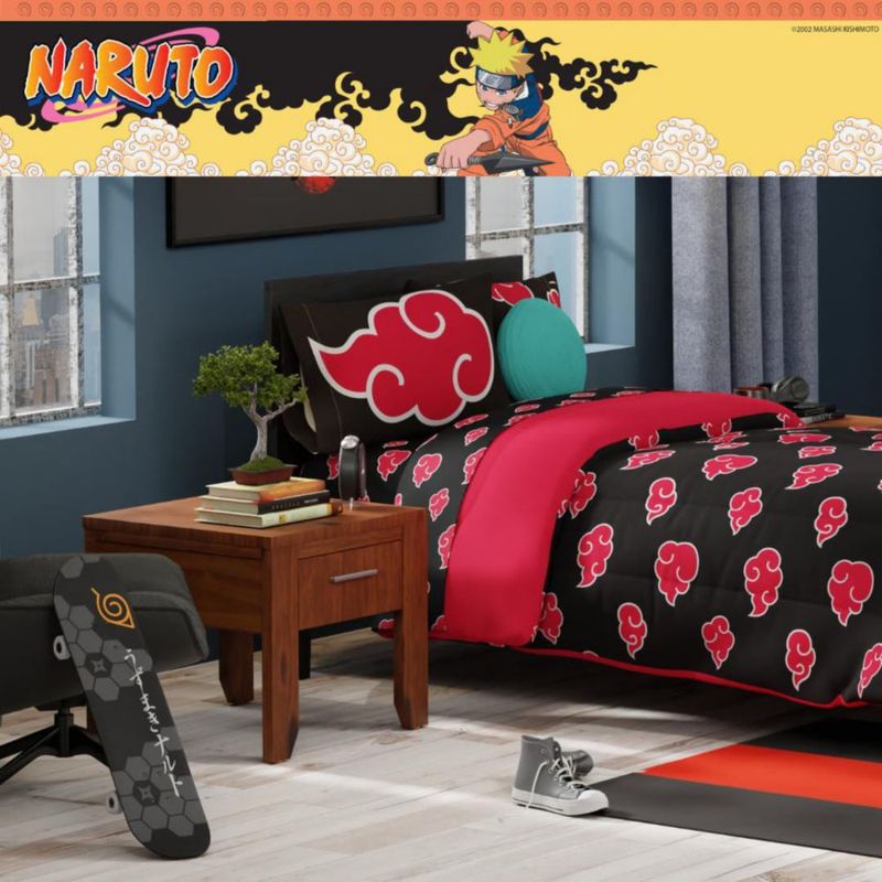Juego de ropa de cama Franco Twin Naruto Akatsuki reversible