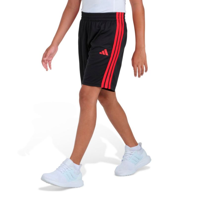 Shorts adidas 3 franjas negro y rojo