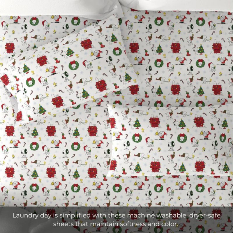 Juego de sábanas Franco Queen 244 cm 4 piezas Snoopy Navidad
