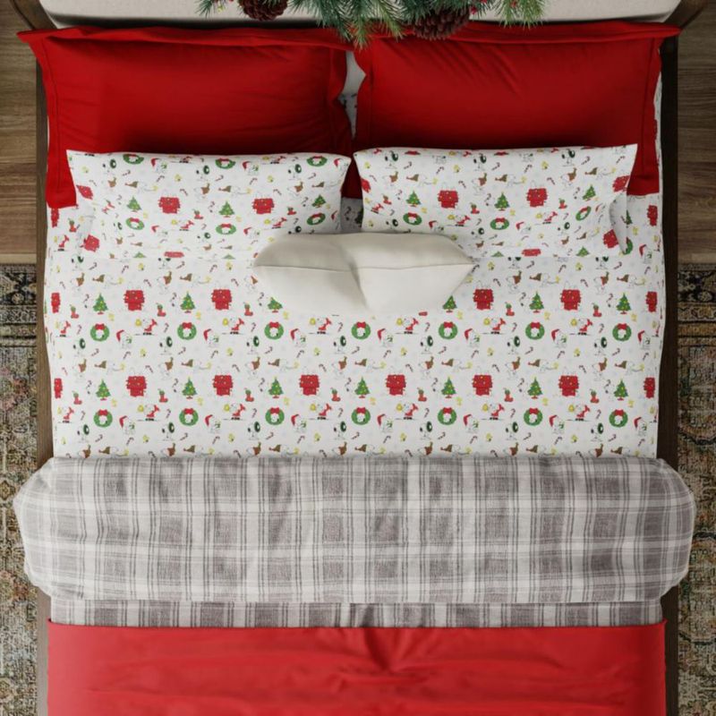 Juego de sábanas Franco Queen 244 cm 4 piezas Snoopy Navidad