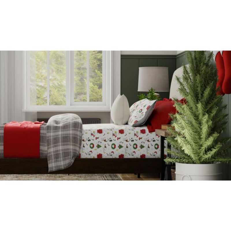 Juego de sábanas Franco Queen 244 cm 4 piezas Snoopy Navidad