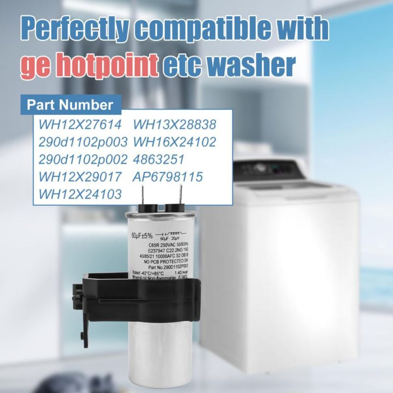Capacitor de arranque Garsoo WH12X27614 60 µF para lavadora GE