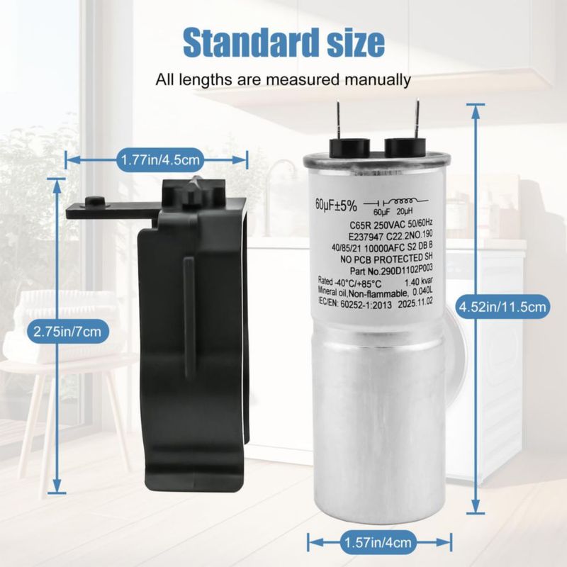 Capacitor de arranque Garsoo WH12X27614 60 µF para lavadora GE