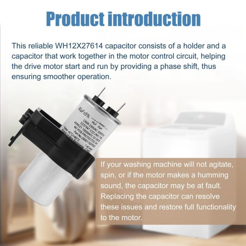 Capacitor de arranque Garsoo WH12X27614 60 µF para lavadora GE