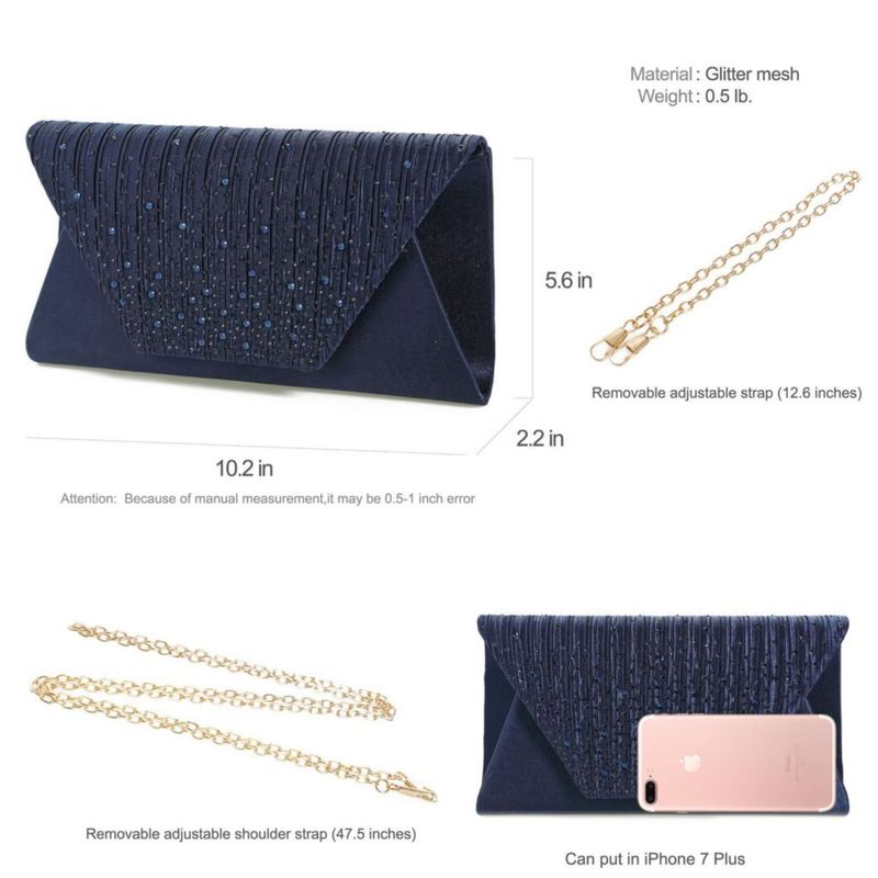 Bolso tipo clutch Mihawk Envelope 26x14x55 cm azul marino