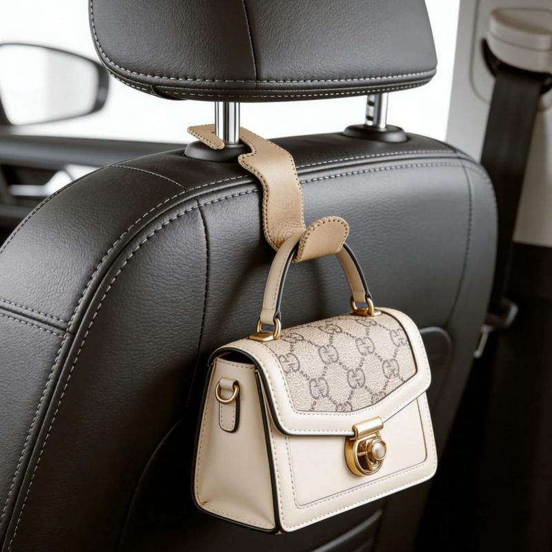 Ganchos para reposacabezas de coche EldHus Pack de 4 Beige Cuero 227 kg