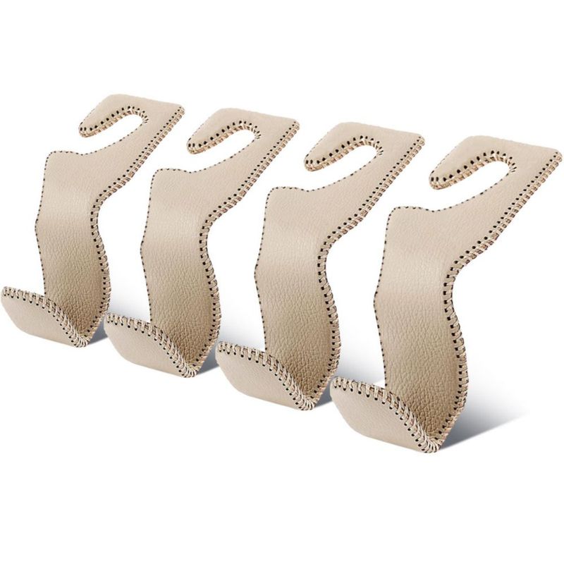 Ganchos para reposacabezas de coche EldHus Pack de 4 Beige Cuero 227 kg