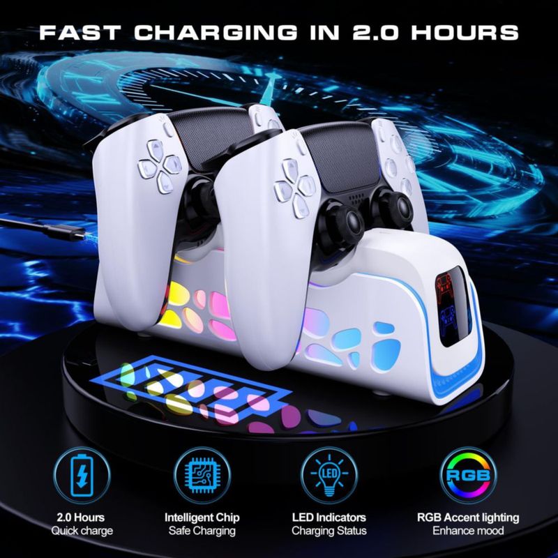 Cargador para controlador heclynis PS5 RGB con 6 modos