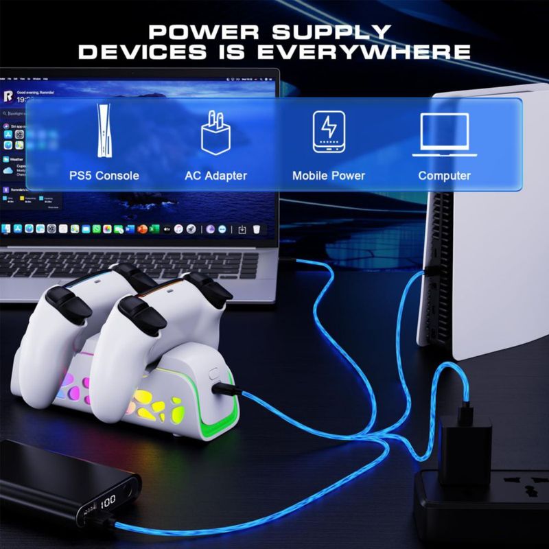 Cargador para controlador heclynis PS5 RGB con 6 modos