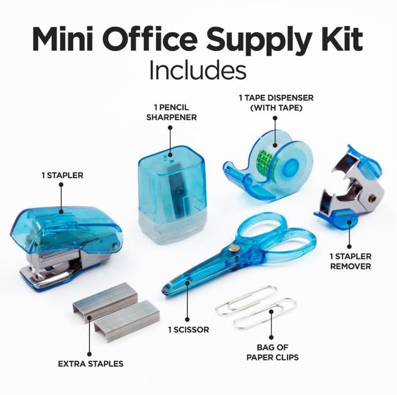 Grapadora Mini Kit de Oficina Azul LD