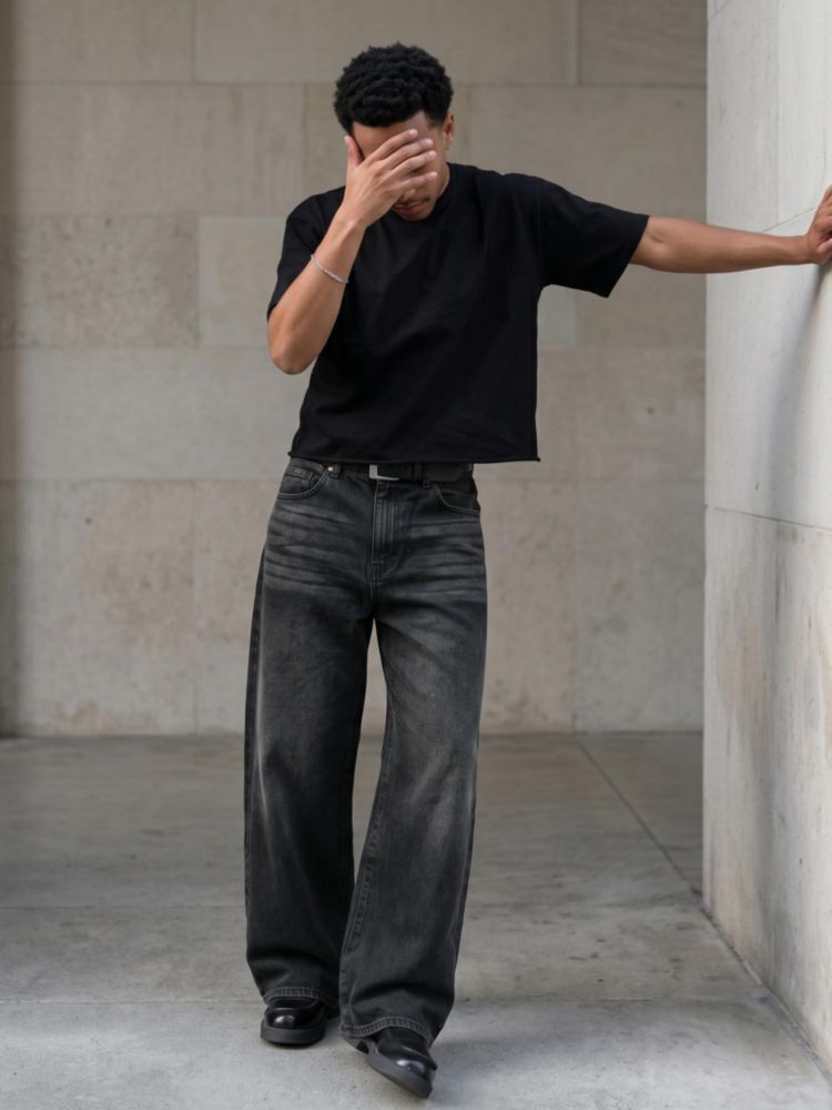 Pantalones Baggy Jeans Comdecevis XXL Lavado Negro