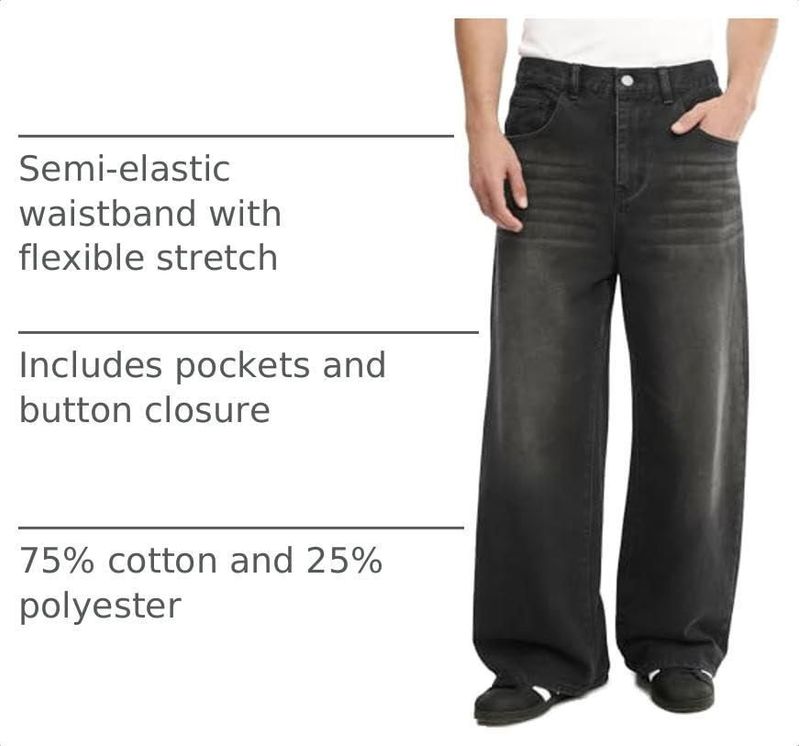 Pantalones Baggy Jeans Comdecevis XXL Lavado Negro