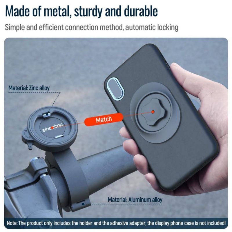 Soporte para teléfono de bicicleta Sincetop Quick Lock de aleación de aluminio