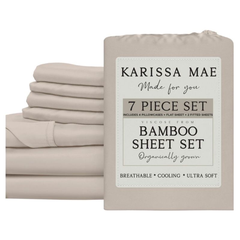 Juego de sábanas KARISSA MAE Split King 7 piezas de viscosa de bambú