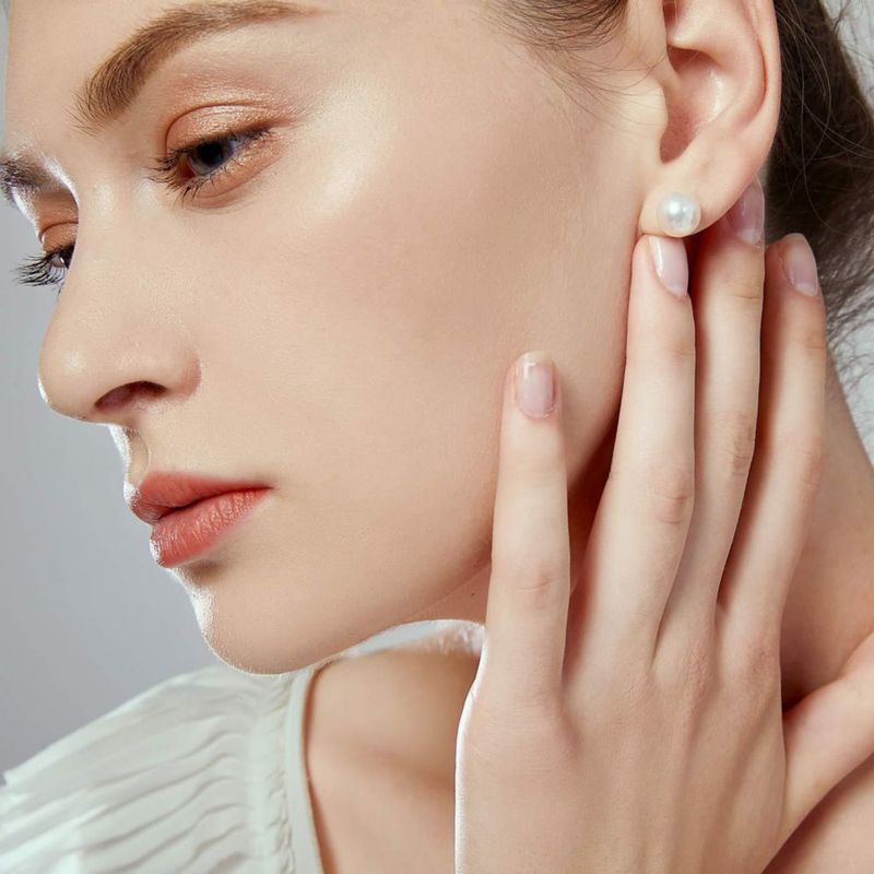 Pendientes de perla JORA 10 mm en plata de ley