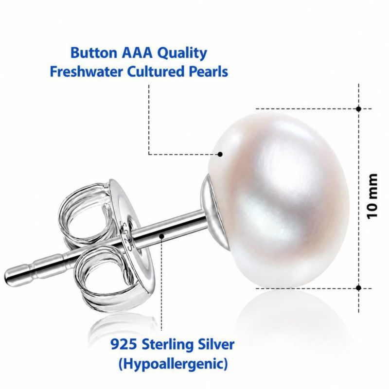 Pendientes de perla JORA 10 mm en plata de ley