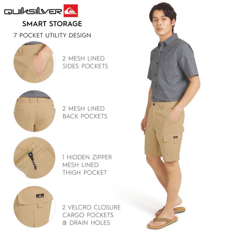 Shorts Quiksilver 34 Vintage Caqui Apto para Agua