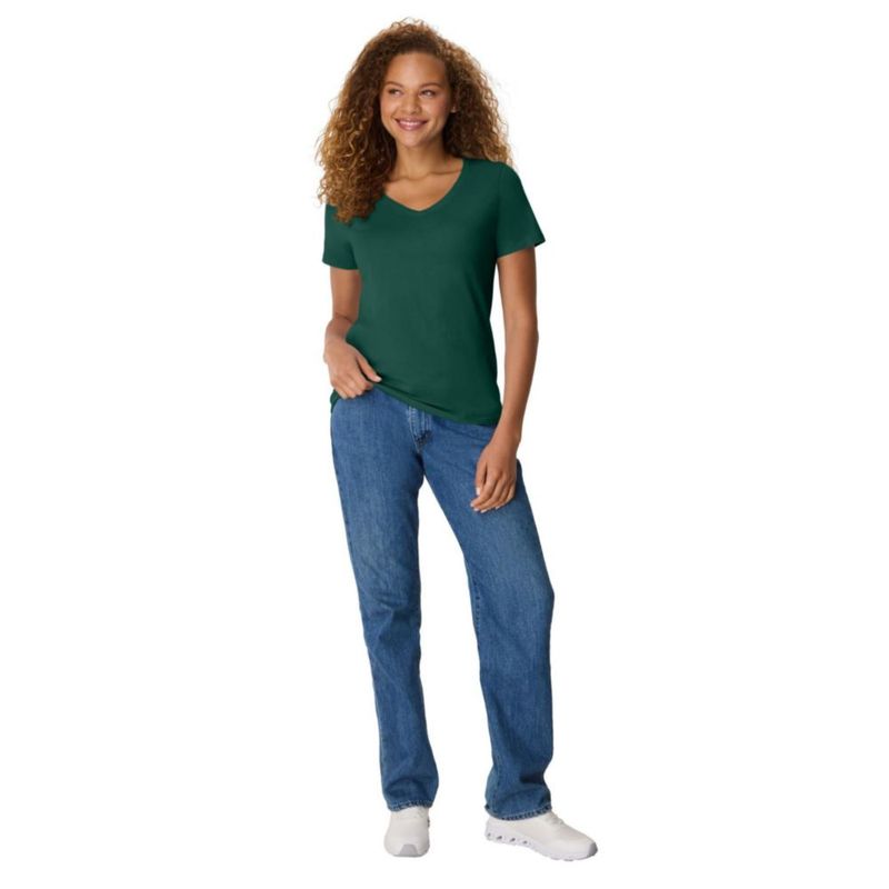 Camiseta de Mujer Hanes con Cuello en V y Manga Corta de Algodón