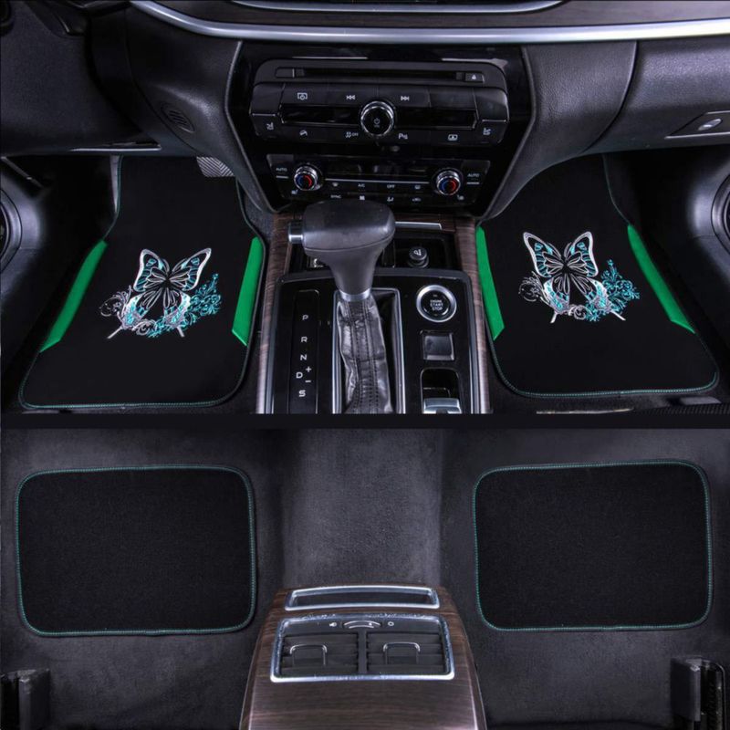 Alfombrillas de coche CAR PASS bordadas - Pack de 4 - Negro/Verde
