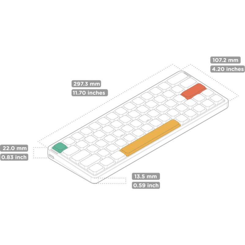 Teclado nuphy Air60 V2 inalámbrico 60% Grey‑Gateron Red