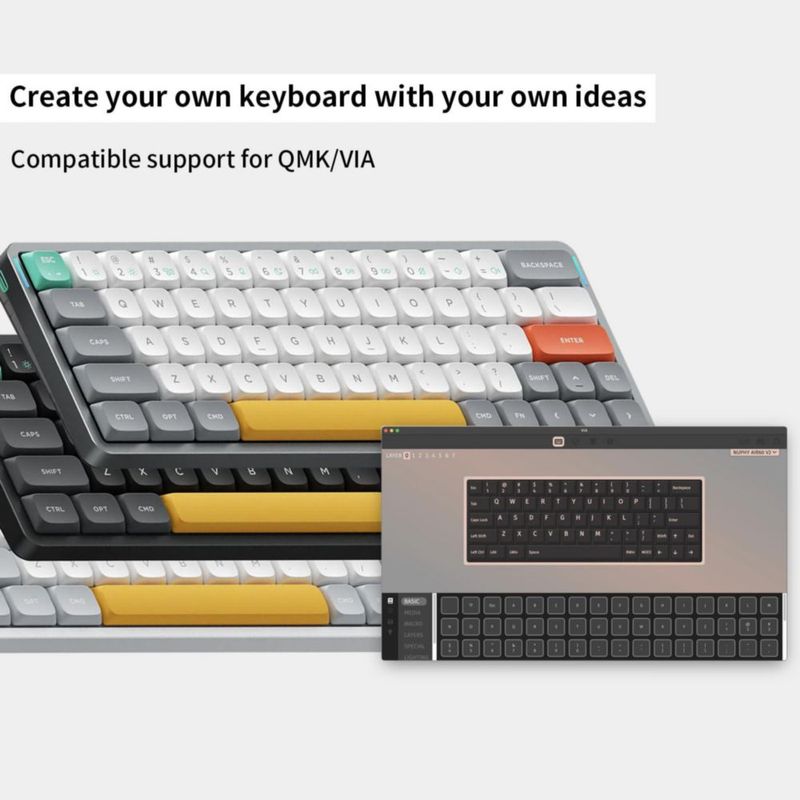 Teclado nuphy Air60 V2 inalámbrico 60% Grey‑Gateron Red