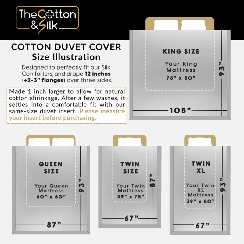 Funda de edredón THE COTTON & SILK Queen Blanco/Azul Niebla