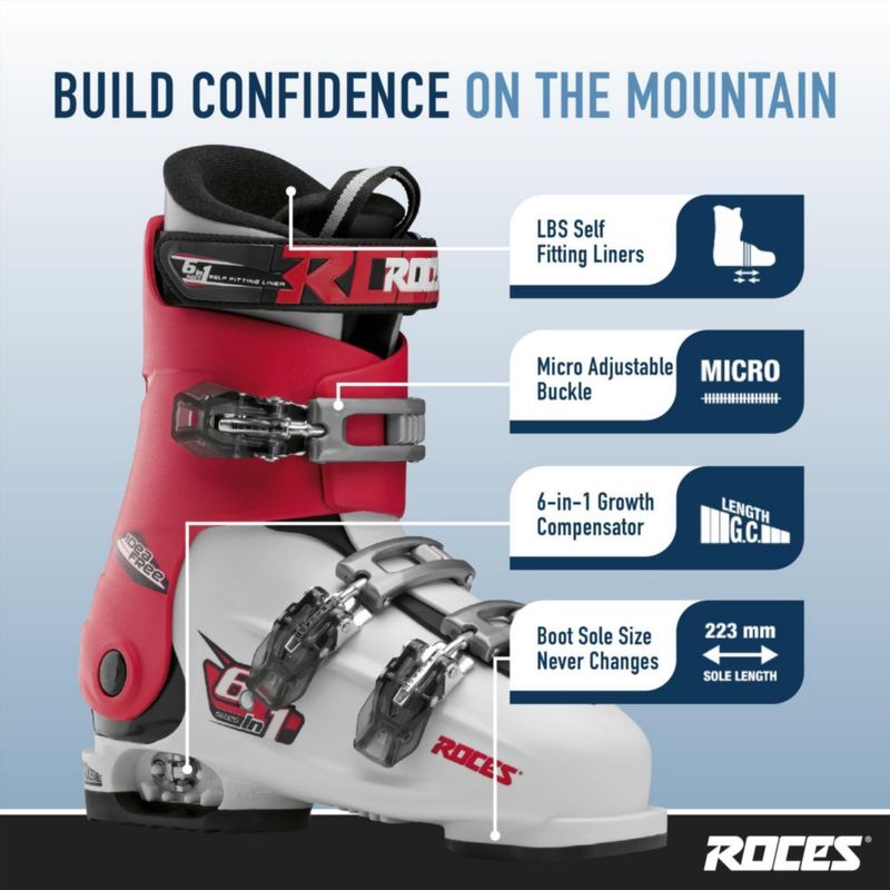 Botas de esquí ROCES 23-25.5 cm blanco/rojo/negro