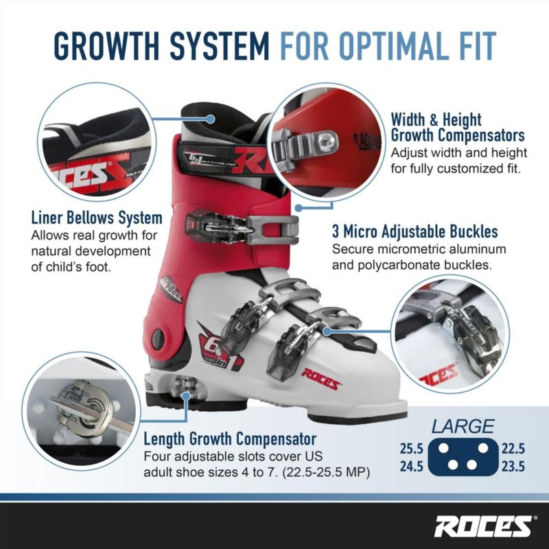 Botas de esquí ROCES 23-25.5 cm blanco/rojo/negro
