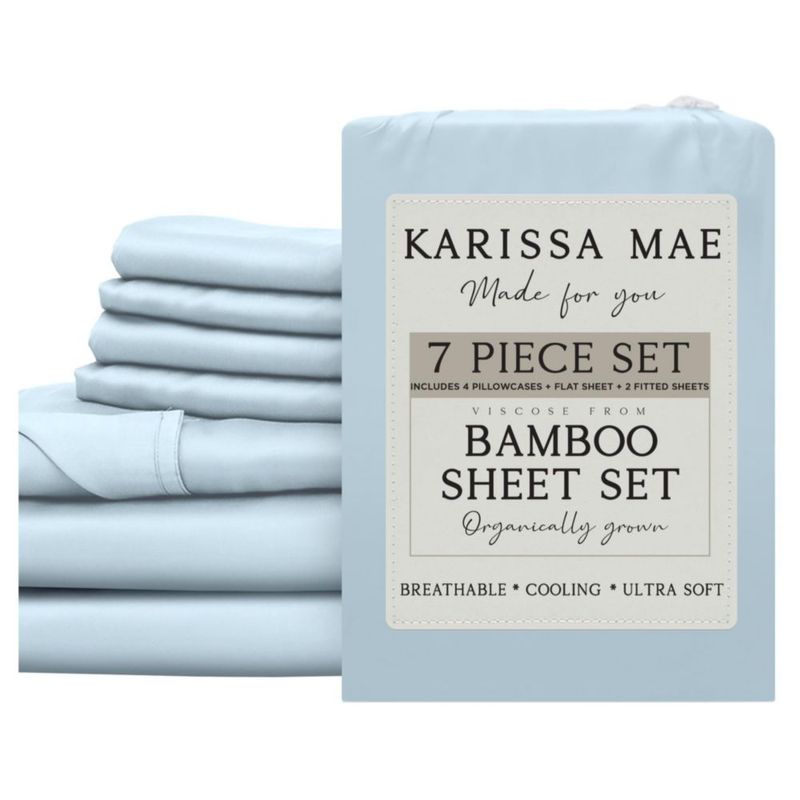 Juego de sábanas KARISSA MAE Split King 7 piezas de viscosa de bambú