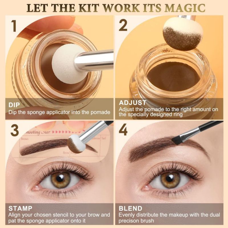 Kit de Cejas LAVONE: Lápiz Impermeable Pomada y Plantillas