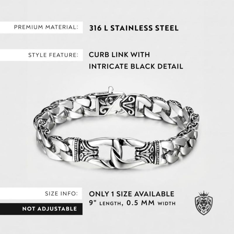 Pulsera Urban Jewelry de 23 cm en acero negro y plateado