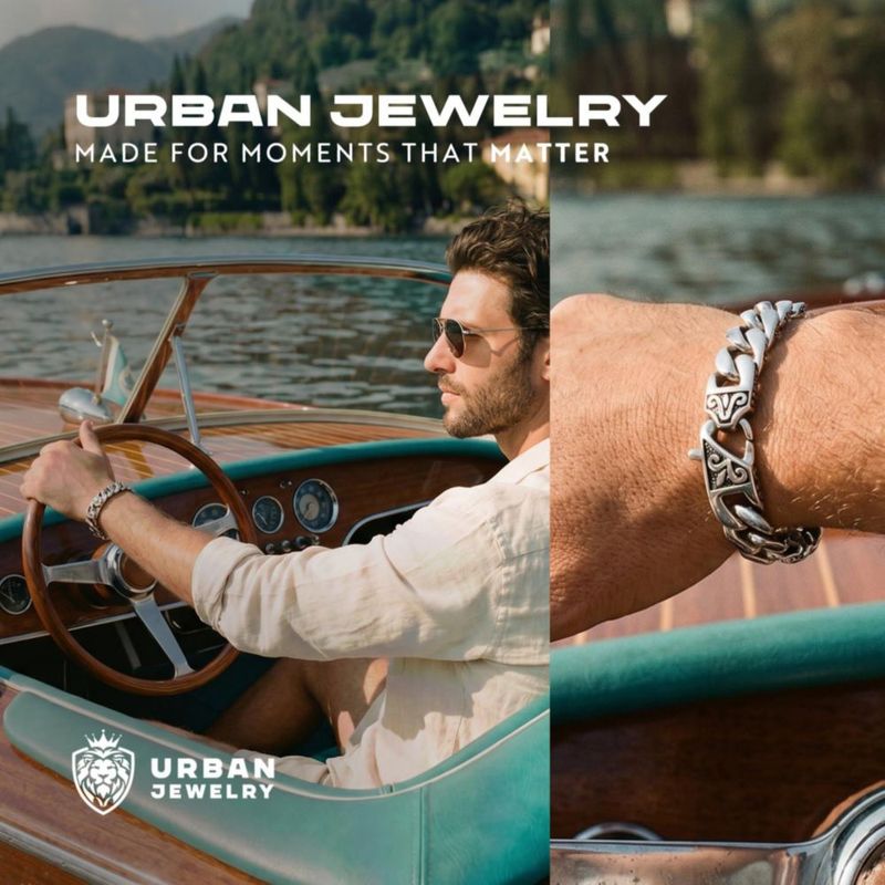 Pulsera Urban Jewelry de 23 cm en acero negro y plateado