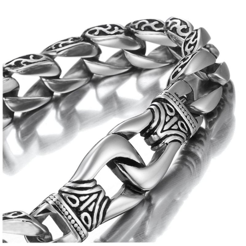 Pulsera Urban Jewelry de 23 cm en acero negro y plateado