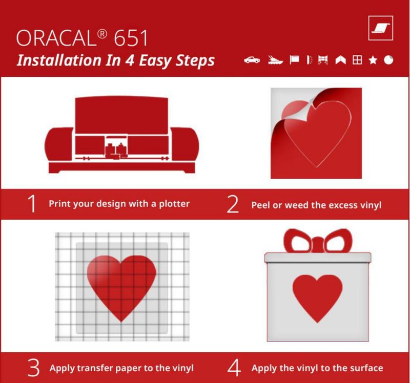 Vinilo ORACAL 651 Mate Rojo 30 cm x 46 m + Cinta de Transferencia