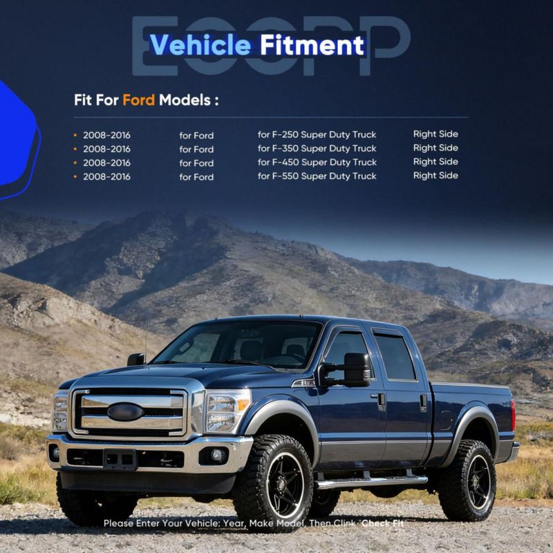 Espejo de remolque ECCPP para Ford F250/350/450/550 (2008‑2016) Lado derecho