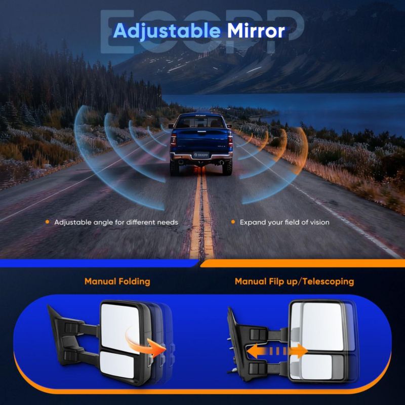 Espejo de remolque ECCPP para Ford F250/350/450/550 (2008‑2016) Lado derecho