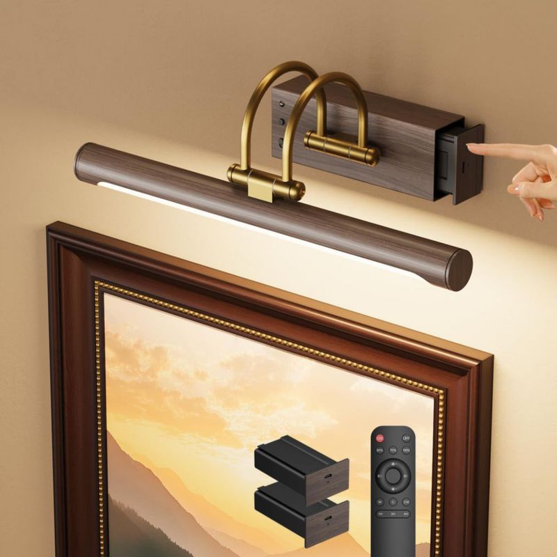 Luz de Cuadro KELIDEN 32 cm Inalámbrica LED Regulable Madera/Dorado