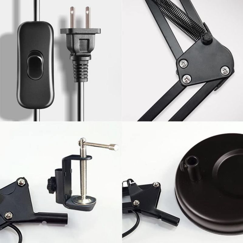 Lámpara de escritorio PowerKing ajustable estilo arquitectónico negra