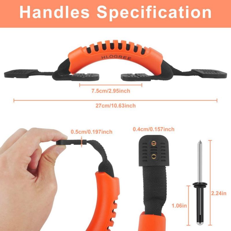 Asa de transporte para kayak HLOGREE paquete de 4 con remaches y tornillos