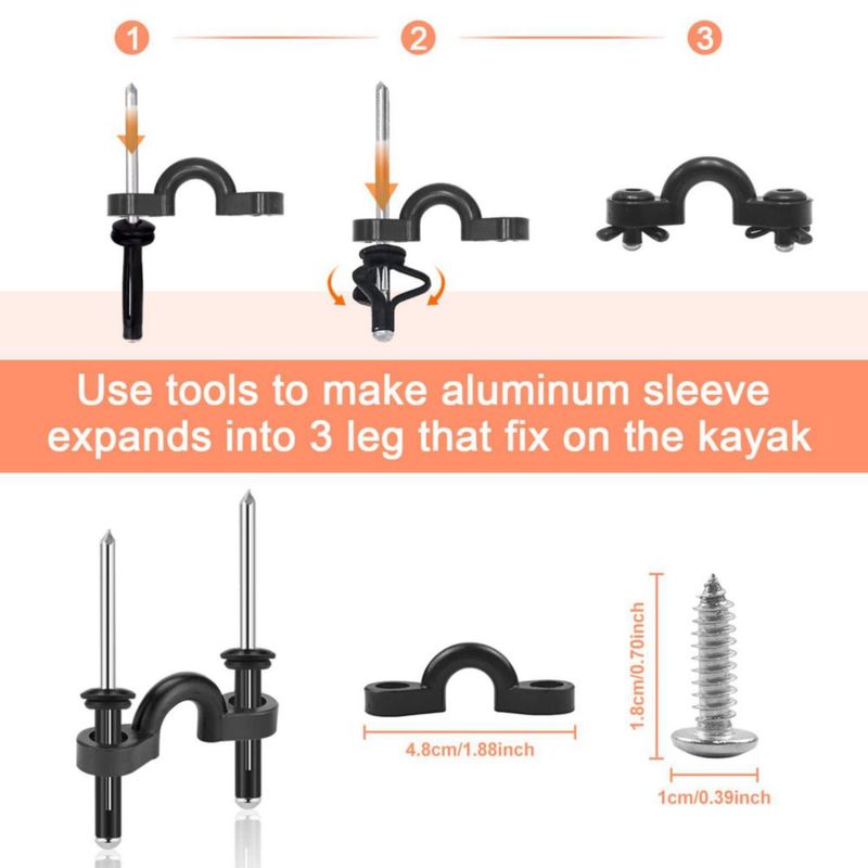 Asa de transporte para kayak HLOGREE paquete de 4 con remaches y tornillos