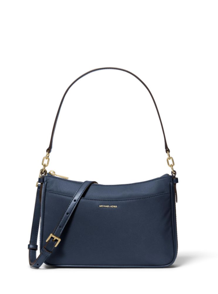 Bolso de mano Michael Kors Jet Set mediano de nylon azul marino 28 cm