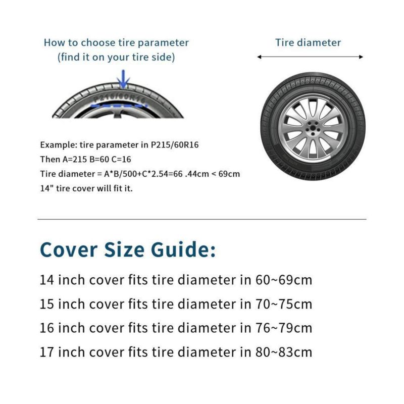 Cubierta para neumático ICWEIMEI 43 cm de cuero PVC impermeable