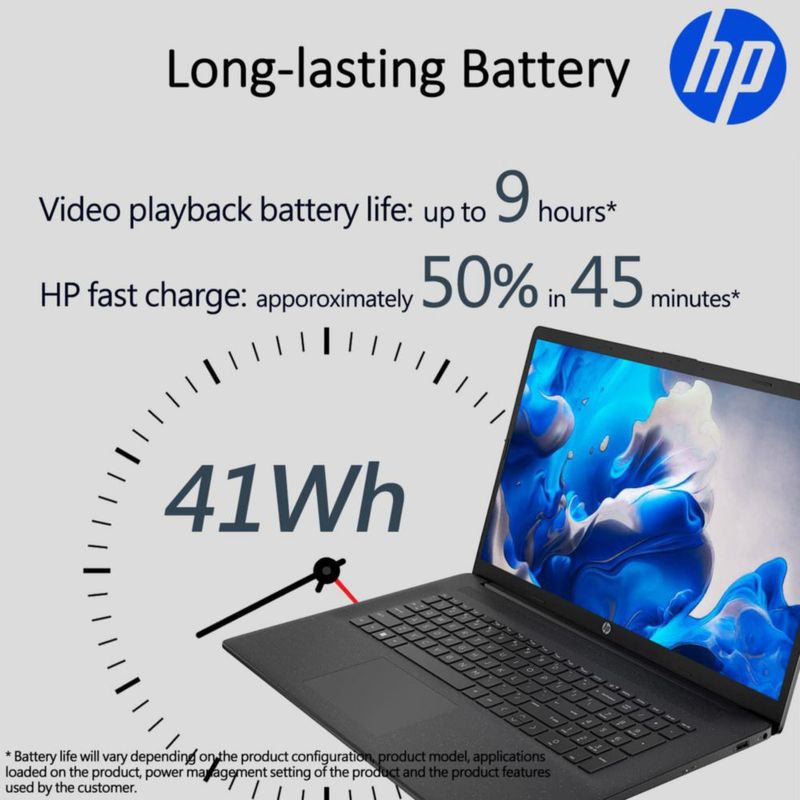 Laptop HP 17.3" i7-1255U 8GB 256GB SSD + 500GB externo